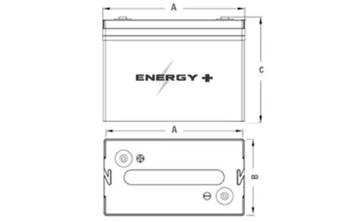 dimensiones batería 6 voltios AGM energy E-305 - tipo trojan